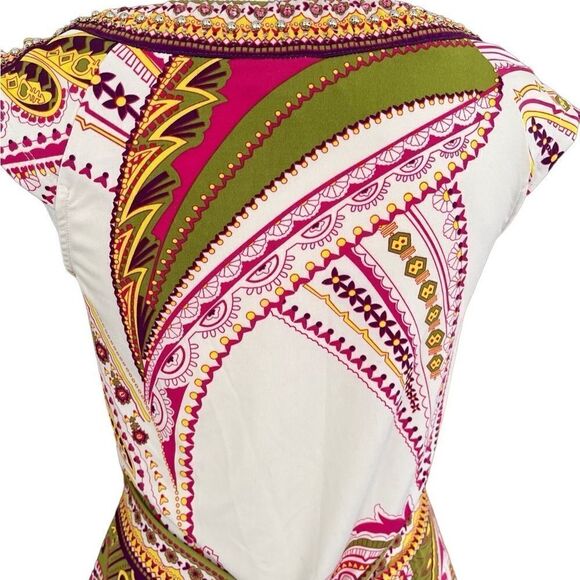 Dress Barn abstract print embellished dress with tie back polyester/spandex sz 4 - Picture 7 of 9